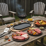 Cast Iron Sizzler 35cm With Wooden Base