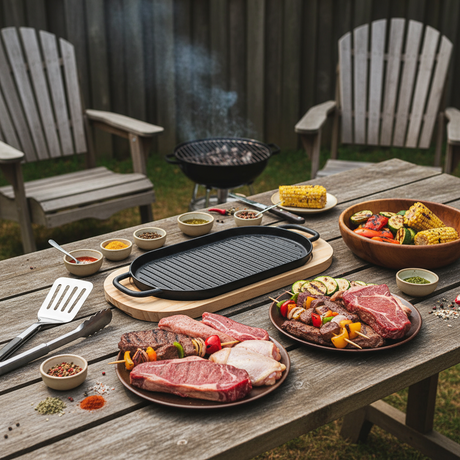 Cast Iron Sizzler 35cm With Wooden Base