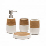 Bath Set White and Brown 4pcs