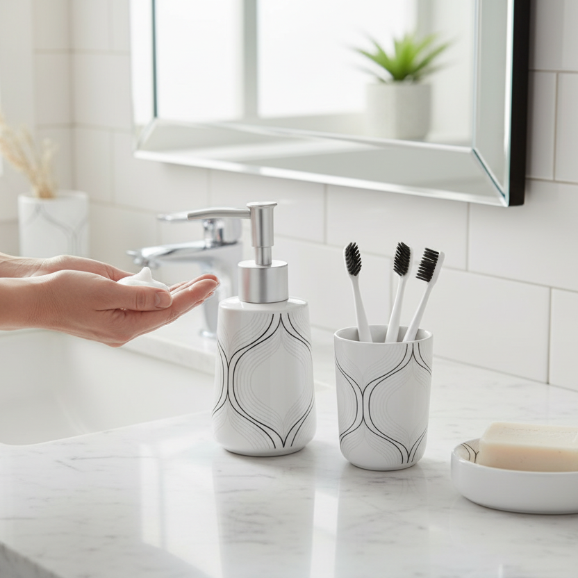 Bathroom Set White (Set of 4Pcs)