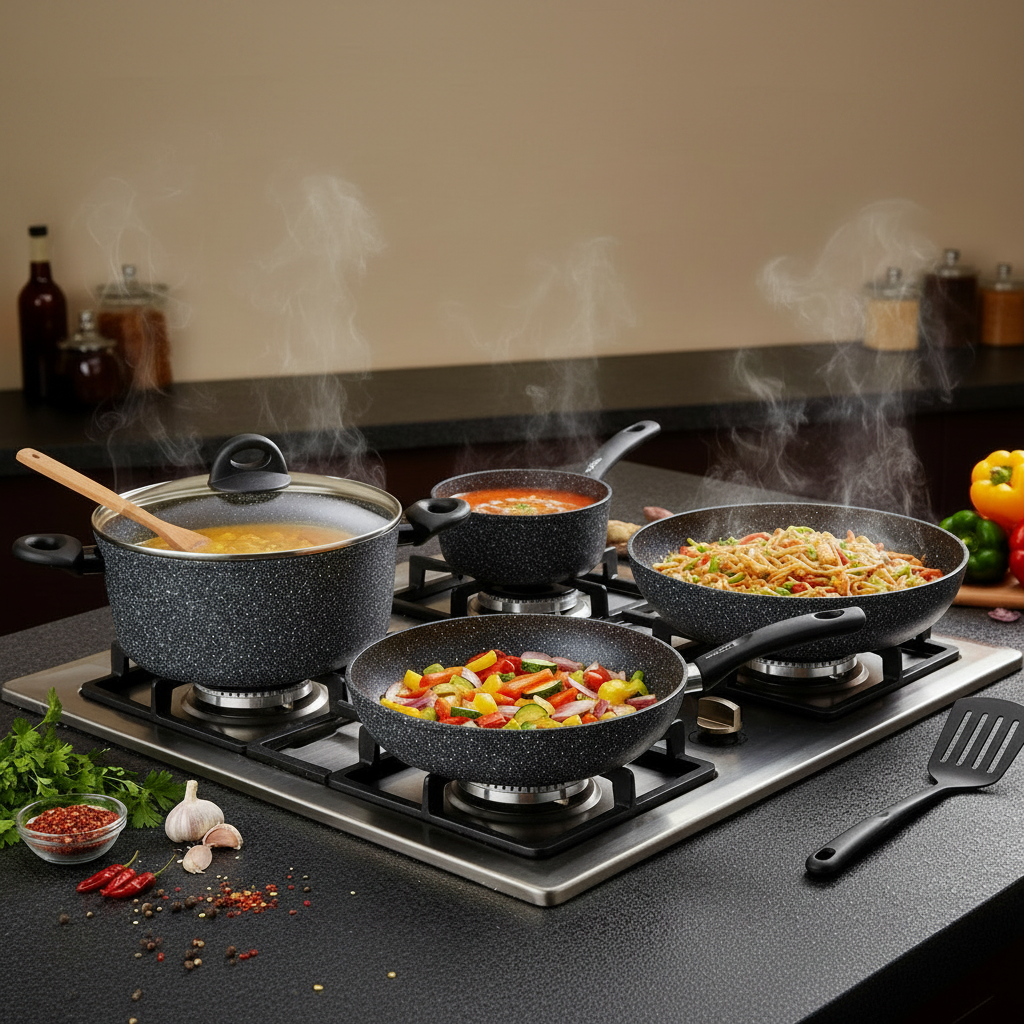 Homeway Marble Coated Non-Stick Cookware Set 10 Pcs