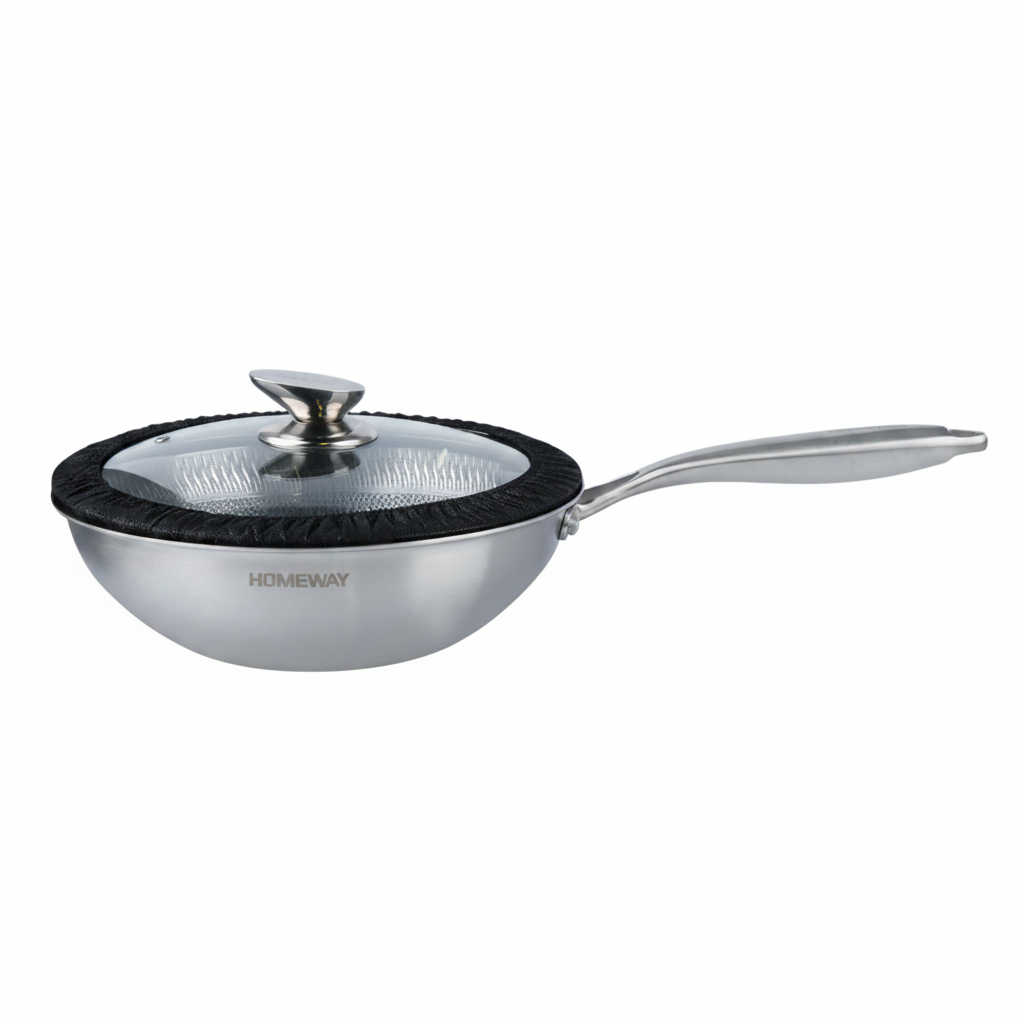 Homeway Wok Pan Honey Comb 26cm With Lid
