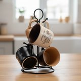 Serving Coffee Cup 220ml With Stand Holder (Set of 4pcs)