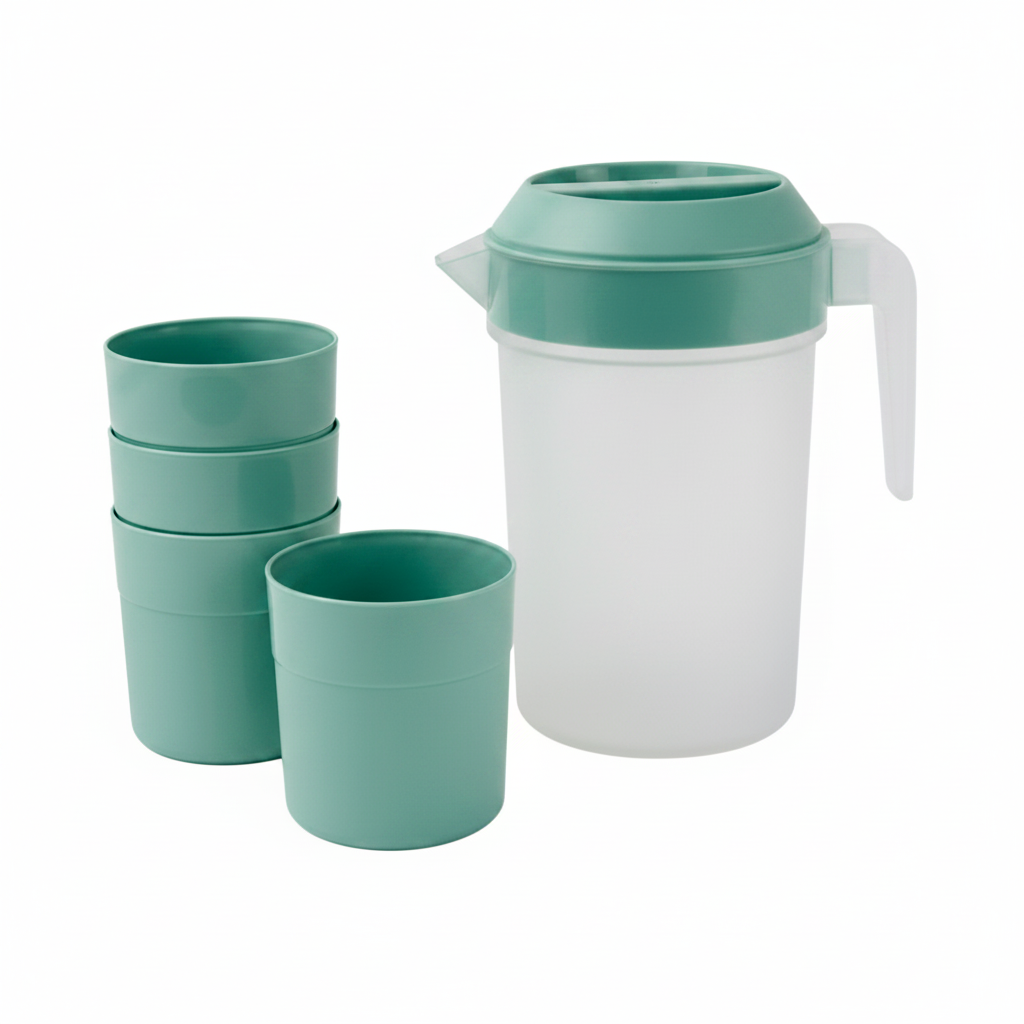Serving Jug 1L With 4 Water Glass Plastic (Made in Portugal) (Copy)