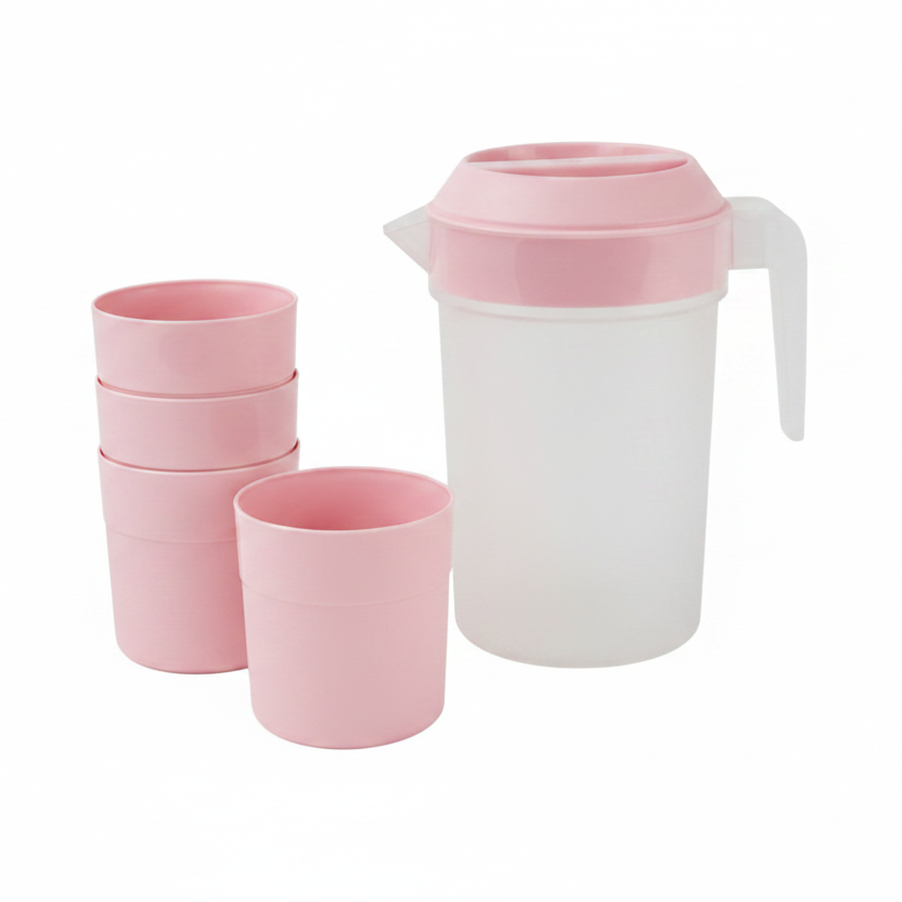 Serving Jug 1L With 4 Water Glass Plastic (Made in Portugal) (Copy)