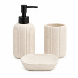 Ceramic Bathroom Set Stone Beige (Set of 3 Pcs)