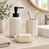 Ceramic Bathroom Set Stone Beige (Set of 3 Pcs)