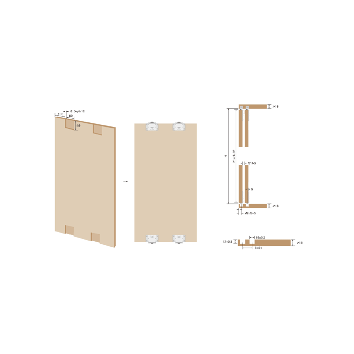 Euro Art External Wardrobe Sliding Two Door Fittings