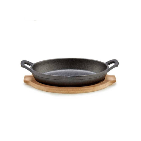 Small Oval Cast Iron Pan With Bamboo Tray