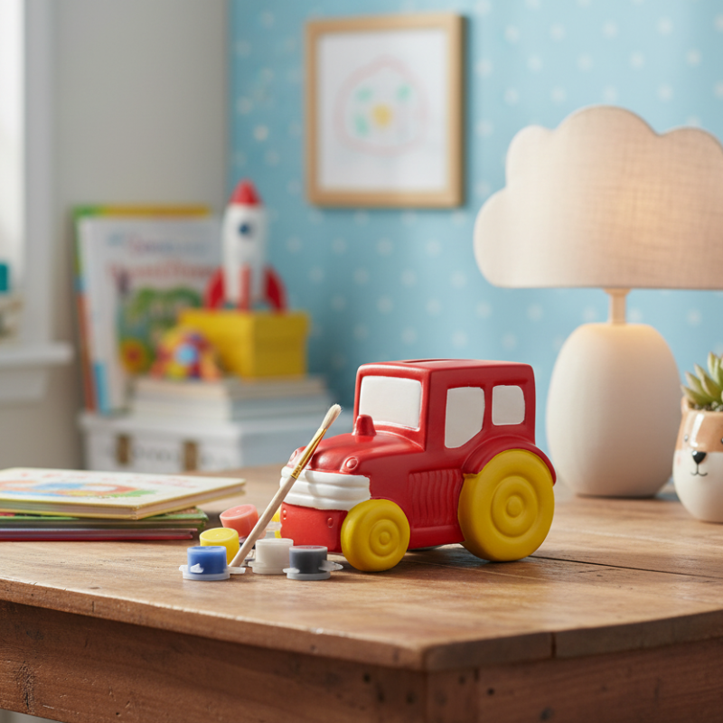 Small Painting Money Box Farm Tractor