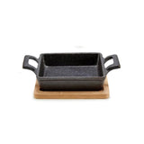 Small Square Cast Iron Pan With Bamboo Tray