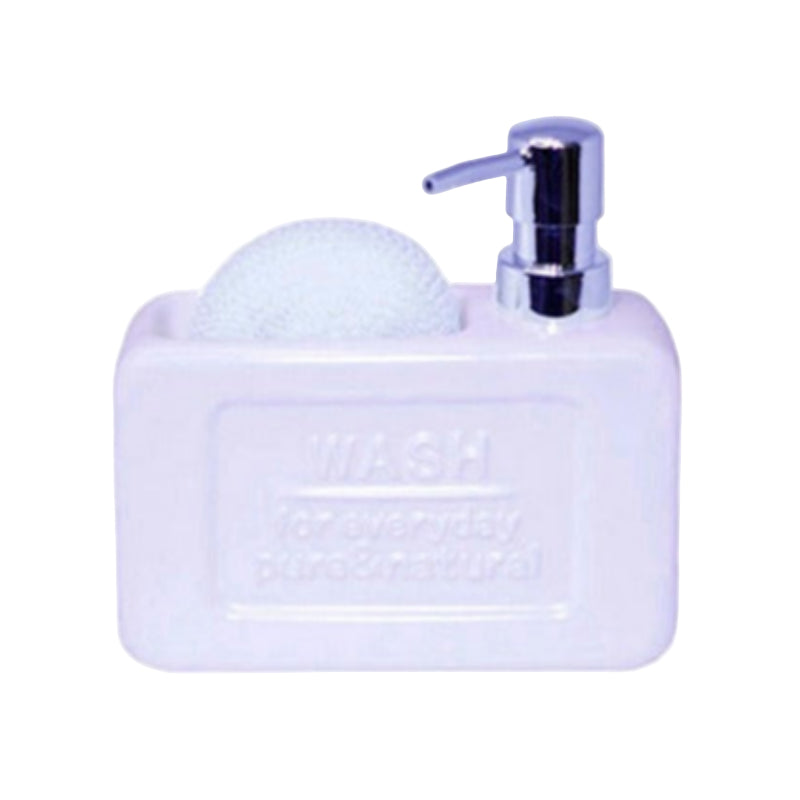 Soap Dispenser With Loofah Sponge White