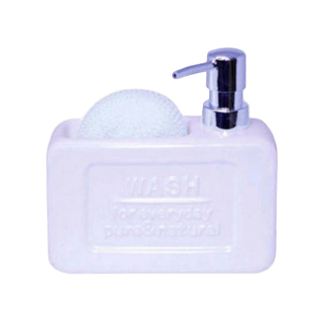 Soap Dispenser With Loofah Sponge White