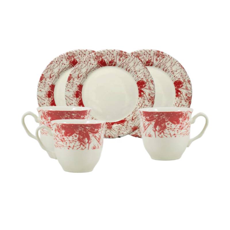 Splatters Pink Cup Saucer Set 12pcs