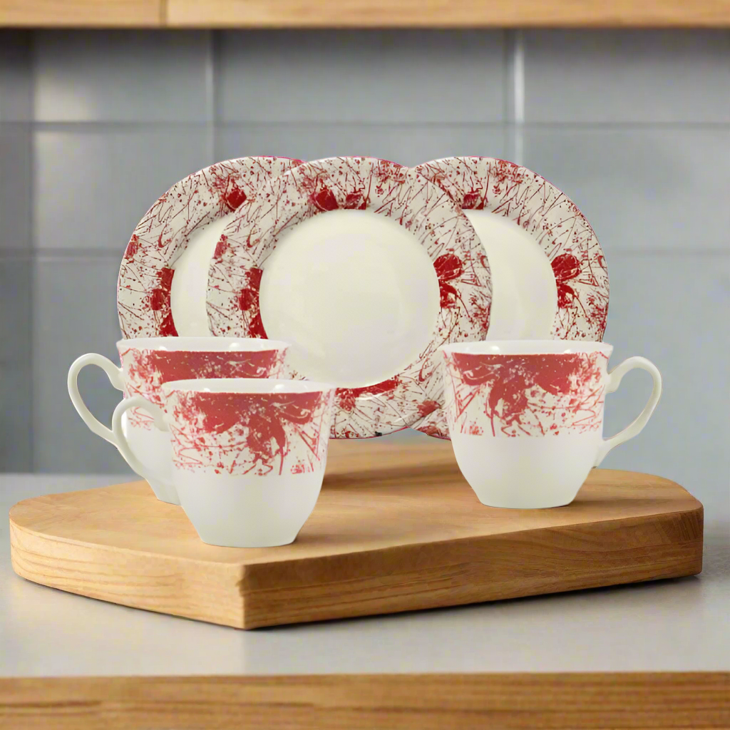Splatters Pink Cup Saucer Set 12pcs