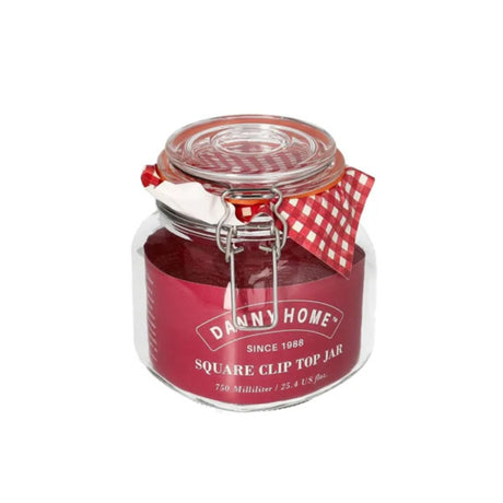 Square Clip Top Jar Glass 525ml