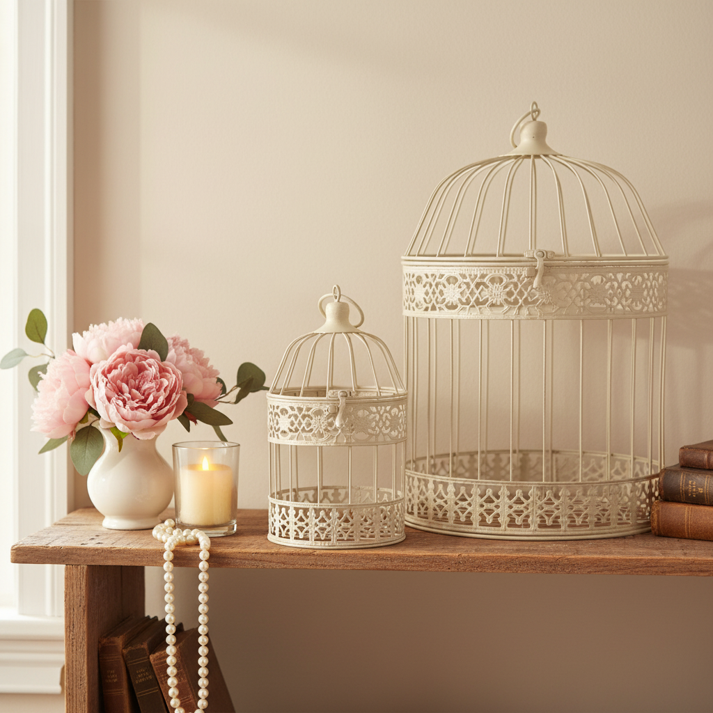 Cream Metal Cages Set of 2