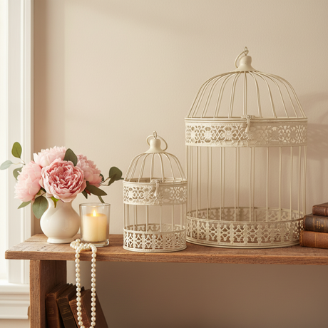 Cream Metal Cages Set of 2