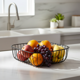 Square Fruit Basket in Black Metal