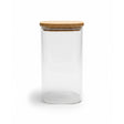 Square Glass Snack Storage Container With Wood Lid 1500ml