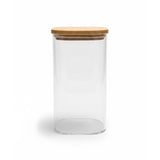 Square Glass Snack Storage Container With Wood Lid 1500ml