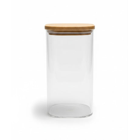 Square Glass Snack Storage Container With Wood Lid 1500ml