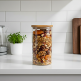 Square Glass Snack Storage Container With Wood Lid 1500ml