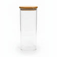 Square Glass Snack Storage Container With Wood Lid 1800ml