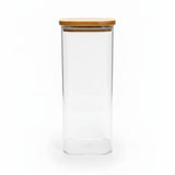 Square Glass Snack Storage Container With Wood Lid 1800ml