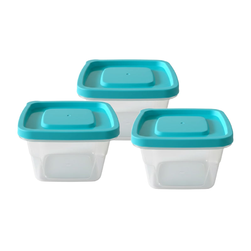 Square Lunch Boxes Plastic 1.35L (Set of 3)