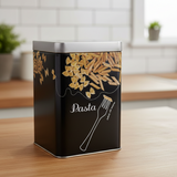 Square Tin Storage Jar Black