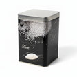 Square Tin Storage Rice Jar Black
