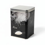 Square Tin Storage Rice Jar Black