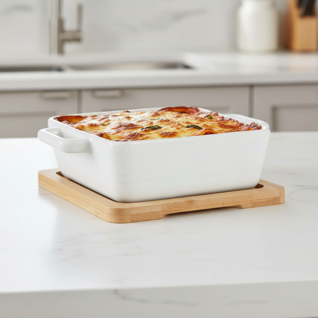 Square Dish With Bamboo Base 300ml