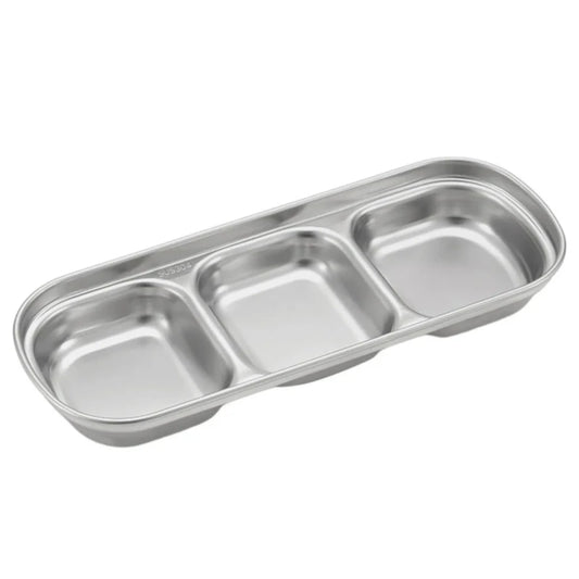 3-Division Stainless Steel Dip Bowl Silver
