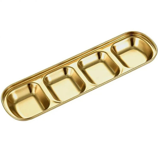 4-Division Stainless Steel Dip Bowl Gold