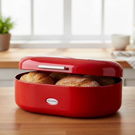 Stainless Steel Bread Box Red 33cm 
