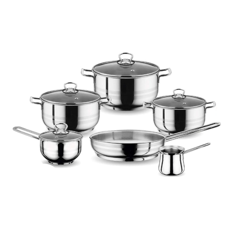 Stainless Steel Cookware Set 12pcs Silver