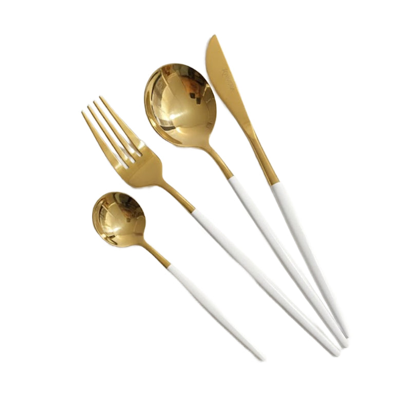 Stainless Steel Cutlery Set 8pcs Gold White