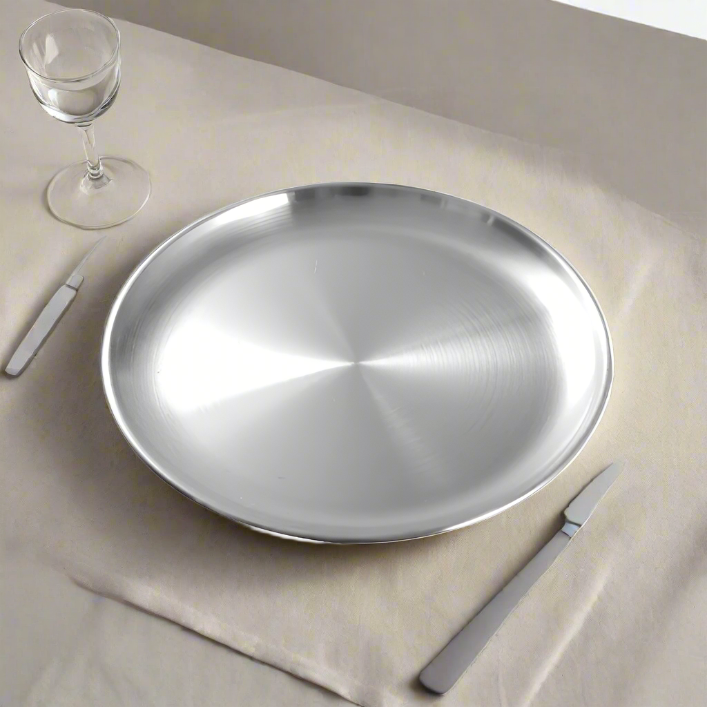 Steel Dinner Serving Plate Silver 22cm