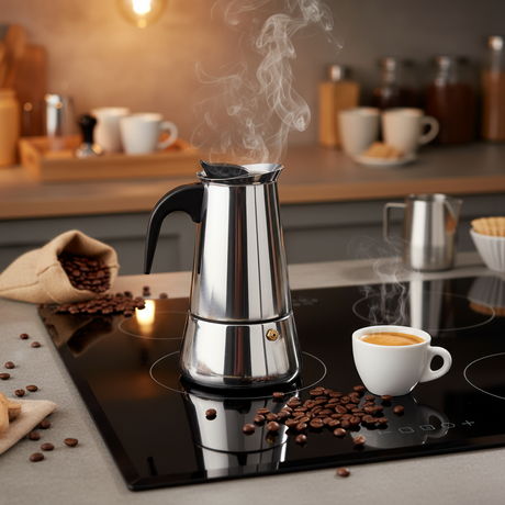 Steel Induction Coffee Maker 4 Cups