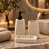 Ceramic Bathroom Set Stone Beige (Set of 3 Pcs)