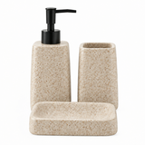 Ceramic Bathroom Set Stone Beige (Set of 3 Pcs)