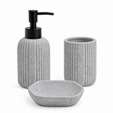 Ceramic Bathroom Set Stone Grey Linning (Set of 3 Pcs)
