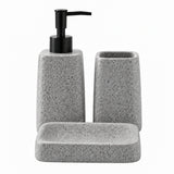 Stone grey ceramic bathroom set with soap dispenser pump and toothbrush holders