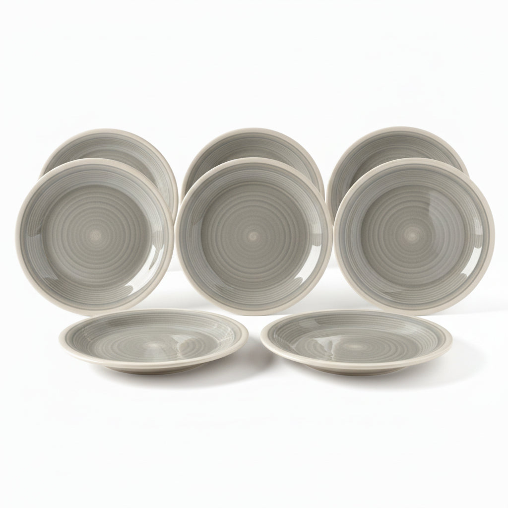 Stoneware Dessert Serving Plate 6pcs Grey 19cm