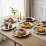 Stoneware Dessert Serving Plate 6pcs Grey 19cm