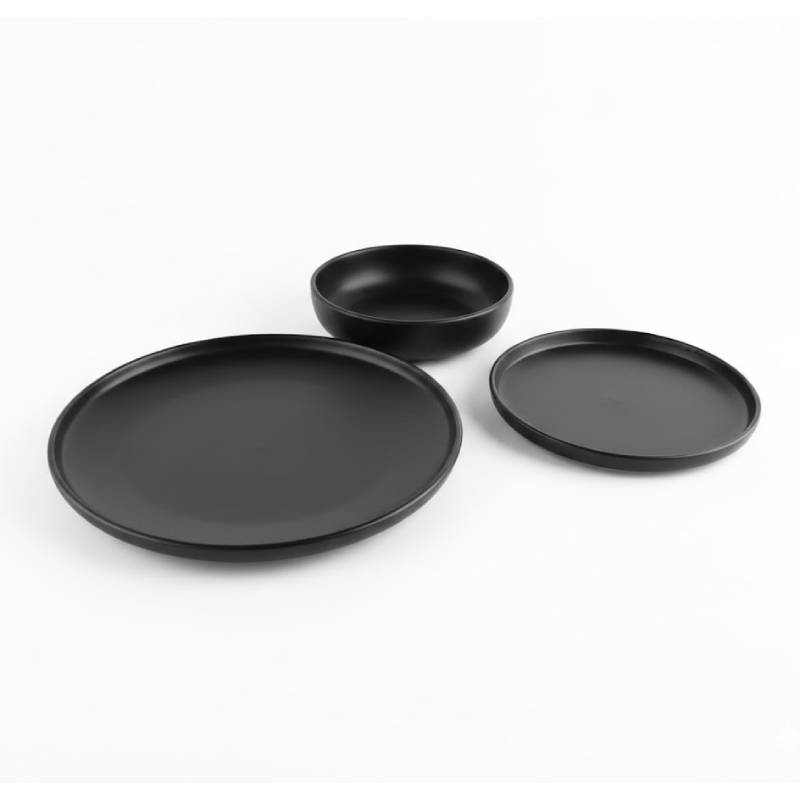 Stoneware Dinner Set 18pcs Black
