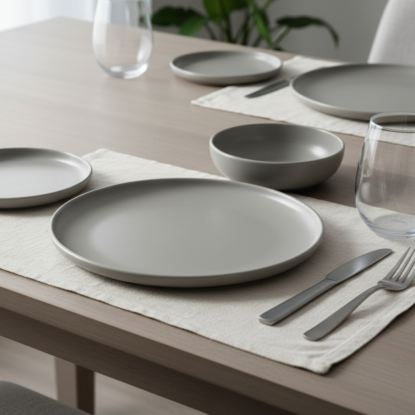 Stoneware Dinner Set 18pcs Dark Grey