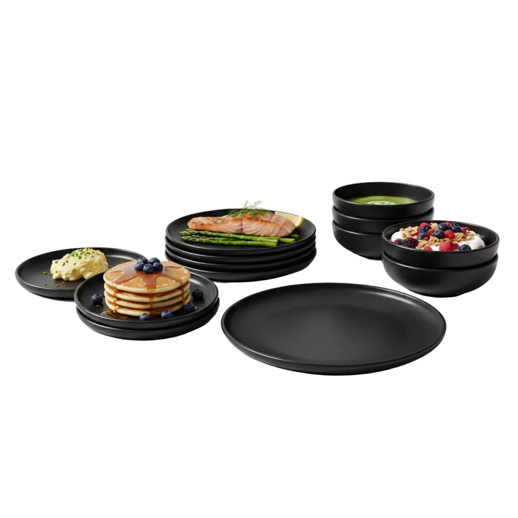 Stoneware Dinner Set 18pcs Black